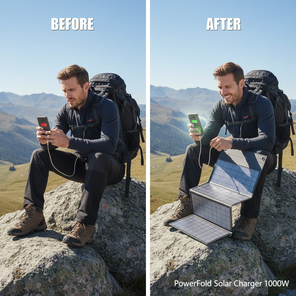 1000W Solar Panel Portable Folding Bag USB+DC Output Solar Charger Outdoor Power Supply for Home Mobile Phone Power Generator